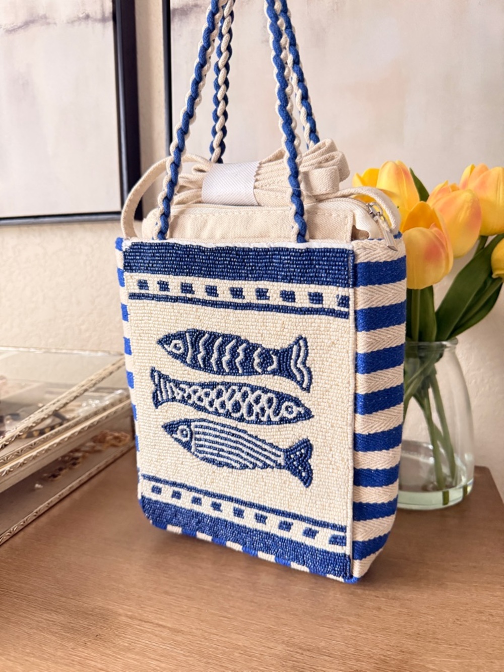 Viral beaded sardine tote bag